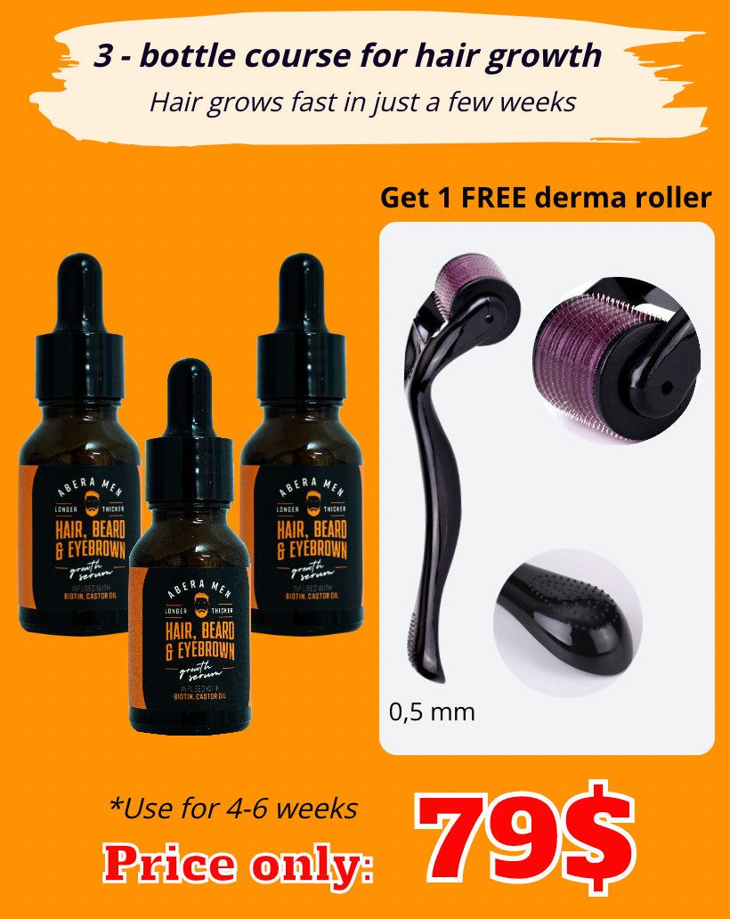 (3 Bottles) Abera Men + get 1 FREE derma roller – HT